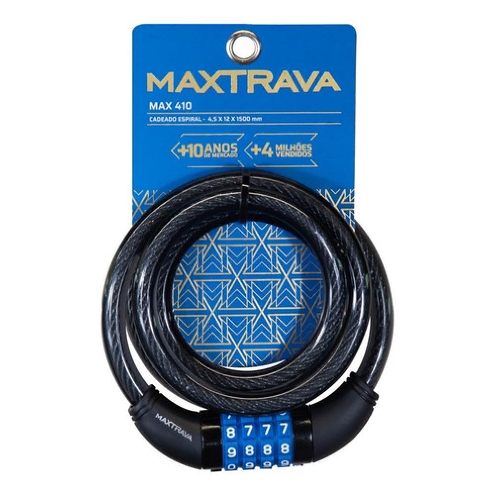 Cadeado Tranca Capacete Bike Moto C/ Segredo Max Trava 1,5m