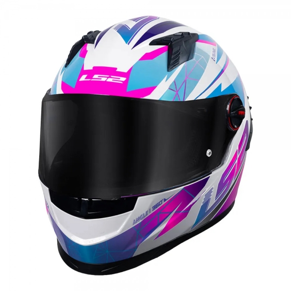 Capacete Moto LS2 FF358 Pro Classic Draze Airline Branco Roxo Rosa C/ Spoiler Masculino Feminino