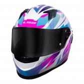 Capacete Moto LS2 FF358 Pro Classic Draze Airline Branco Roxo Rosa C/ Spoiler Masculino Feminino