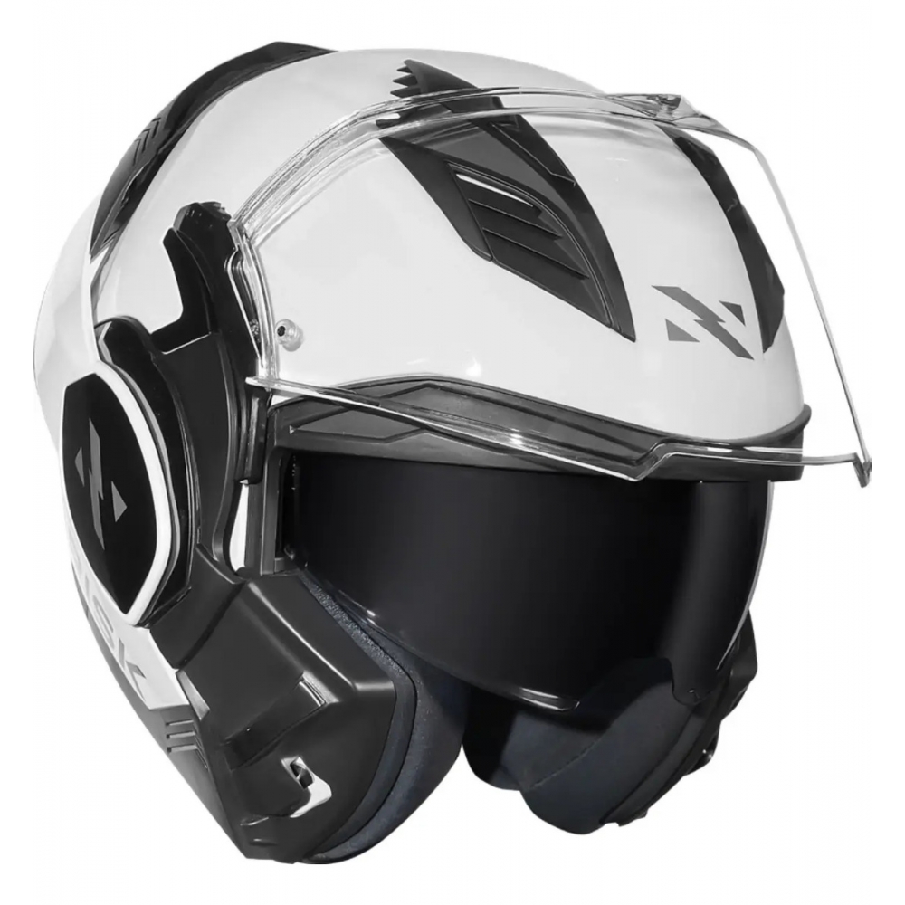 Capacete Moto Robocop Norisk Avenger Articulado 180 Graus C/ Óculos Interno Lançamento - Branco Brilho
