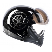 Capacete Moto Peels Mirage F 21 F-21 North Navy Custom Aviador C/ 2 Viseiras Queixeira Removível - Preto Brilho