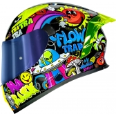 Capacete Moto Norisk Flow Trap Desenho Preto Amarelo Feminino Masculino C/ Spoiler + Viseira Extra