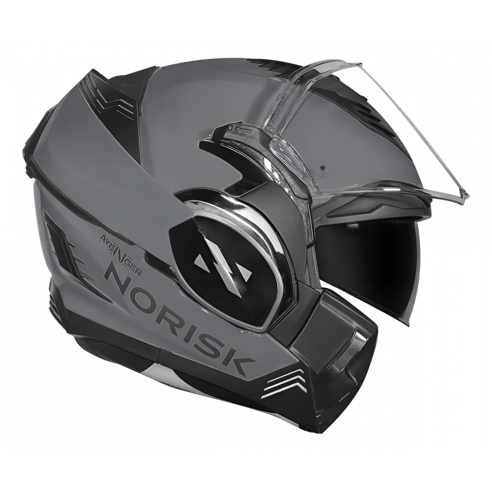 Capacete Moto Robocop Norisk Avenger Articulado 180 Graus C/ Óculos Interno Lançamento - Nardo Cinza