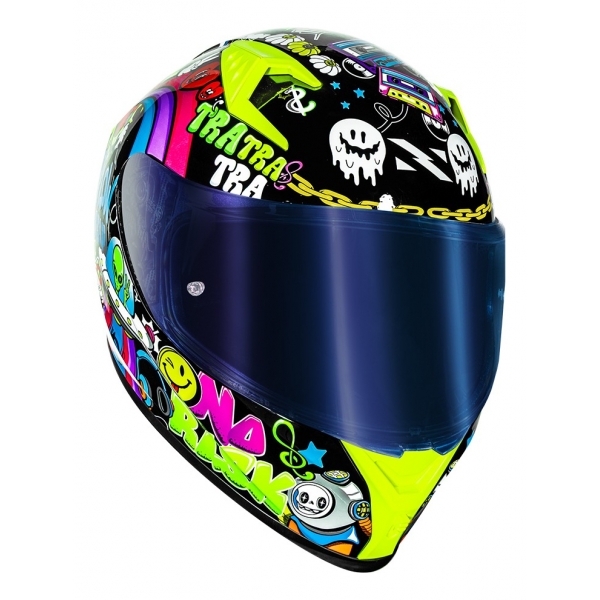 Capacete Moto Norisk Flow Trap Desenho Preto Amarelo Feminino Masculino C/ Spoiler + Viseira Extra