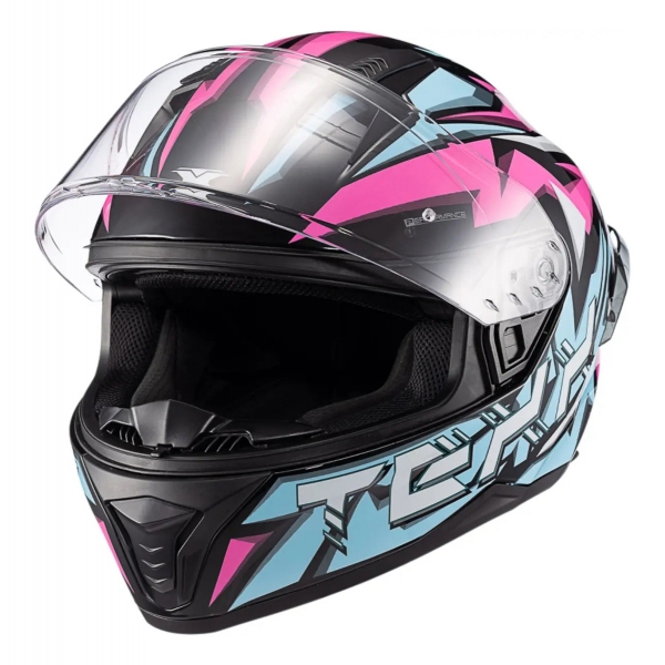 Capacete Esportivo Texx Raptor MotoGp Genesis C/ Spoiler + Viseira Extra Masculino Feminino - Azul Rosa
