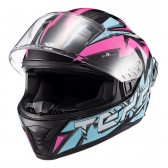 Capacete Esportivo Texx Raptor MotoGp Genesis C/ Spoiler + Viseira Extra Masculino Feminino - Azul Rosa