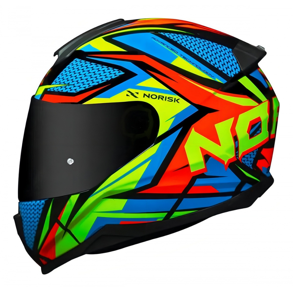 Capacete Moto Fechado Norisk Ff802 Razor Sharp Colorido Preto Amarelo Masculino Feminino Esportivo