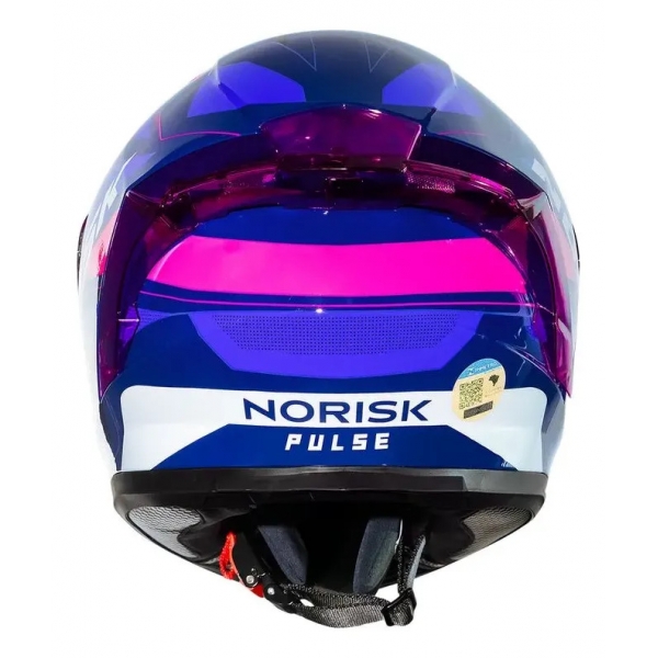 Capacete Moto Feminino Norisk Flow Pulse Azul Rosa Esportivo C/ Spoiler + Viseira Extra