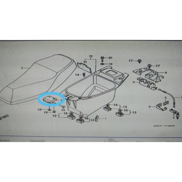 Dobradiça Suporte Banco Moto Biz 100 Biz 125 Original Honda