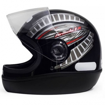 Capacete Moto Taurus San Marino Formula 1R Grafic Branco Preto Viseira 2mm Masculino Feminino