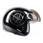 Capacete Moto Peels Mirage F 21 F-21 North Navy Custom Aviador C/ 2 Viseiras Queixeira Removível - Preto Brilho