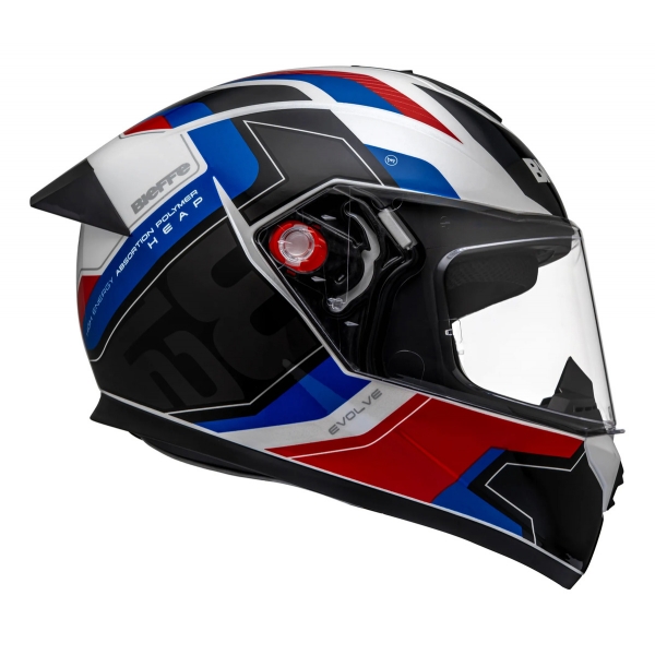Capacete Moto Fechado Bieffe b12 B-12 Evolve Bmw Branco Azul Vermelho Esportivo C/ Aerofólio Lançamento