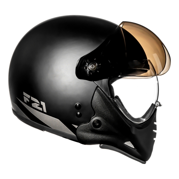 Capacete Moto Peels Mirage F21 F-21 Custom Classic Aviador C/ 2 Viseiras Queixeira Removível - Preto Fosco