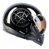 Capacete Moto Peels Mirage F 21 F-21 North Navy Custom Aviador C/ 2 Viseiras Queixeira Removível - Preto Brilho