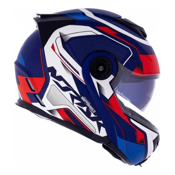 Capacete Moto Robocop Articulado Norisk FF345 Route Speedmax Escamoteável C/ Óculos E Selo Inmetro - Branco Azul
