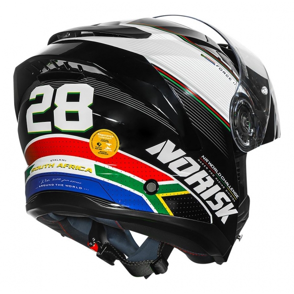 Capacete Articulado Robocop Norisk Force 2 Grand Prix Bandeira África Sul Escamoteável C/ Óculos