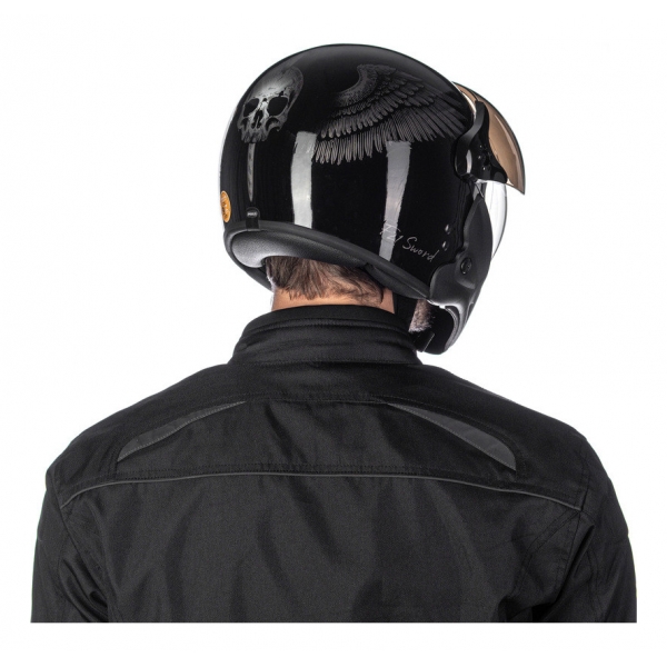 Capacete Moto Custom Peels Mirage F21 F-21 Sword Caveira Aviador C/ 2 Viseiras Queixeira Removível