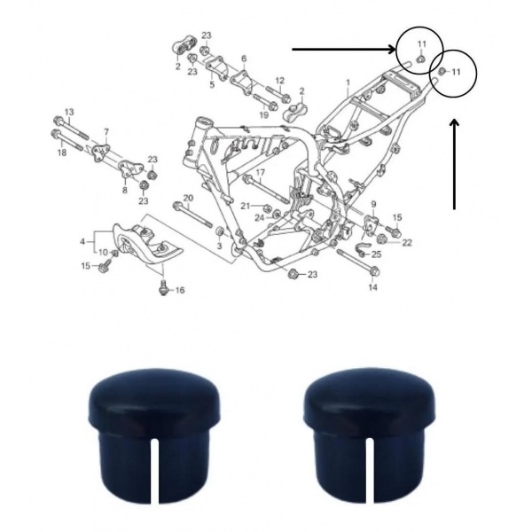 Par Tampa Tampinha Tubo Chassi Traseiro Moto Sahara 300 Xr300L Tornado Crf230 Crf250F Original Honda