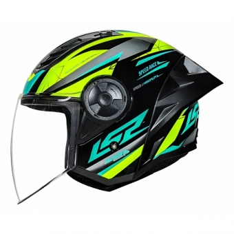 Capacete Moto Aberto Ls2 Of616 S Airflow II Draze Preto Amarelo C/ Spoiler Masculino Feminino