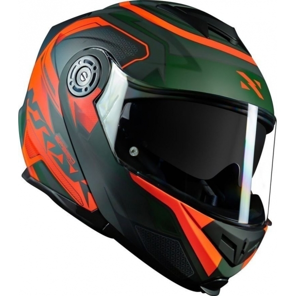 Capacete Moto Robocop Articulado Norisk FF345 Route Speedmax Escamoteável C/ Óculos E Selo Inmetro - Verde Laranja