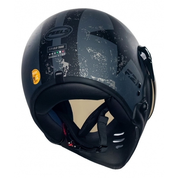 Capacete Moto Custom Peels F21 F-21 Us Army Tank Militar Aviador C/ 2 Viseiras Queixeira Removível - Chumbo Fosco