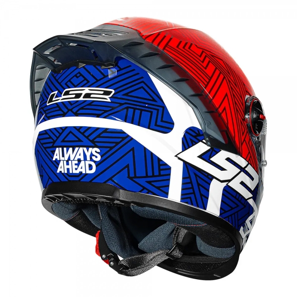 Capacete Moto LS2 FF358 Pro Classsic Tiempo Azul Vermelho C/ Spoiler Masculino Feminino Lançamento