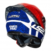 Capacete Moto LS2 FF358 Pro Classsic Tiempo Azul Vermelho C/ Spoiler Masculino Feminino Lançamento