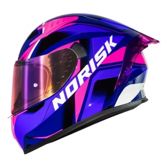 Capacete Moto Feminino Norisk Flow Pulse Azul Rosa Esportivo C/ Spoiler + Viseira Extra