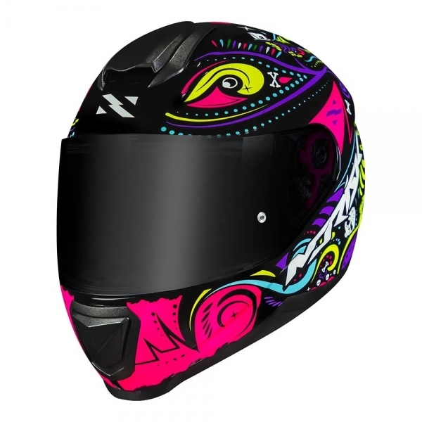Capacete Moto Norisk Razor Circus Preto Rosa Fechado Masculino Feminino Esportivo