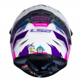 Capacete Moto LS2 FF358 Pro Classic Draze Airline Branco Roxo Rosa C/ Spoiler Masculino Feminino