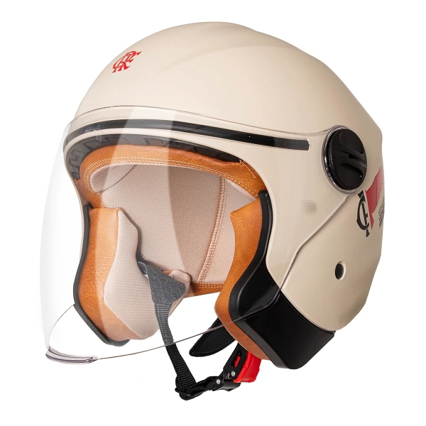 Capacete Moto Aberto Joy 23 San Marino Street By Taurus Flamengo Maior Do Mundo Oficial Lançamento - Bege