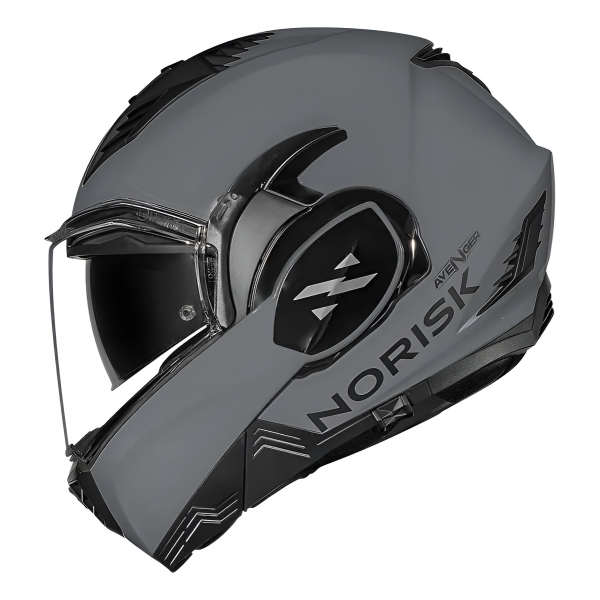 Capacete Moto Robocop Norisk Avenger Articulado 180 Graus C/ Óculos Interno Lançamento - Nardo Cinza