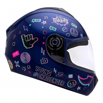 Capacete Moto Infantil Criança Fly Young Live Azul Preto Vermelho C/ Selo Inmetro Masculino Feminino