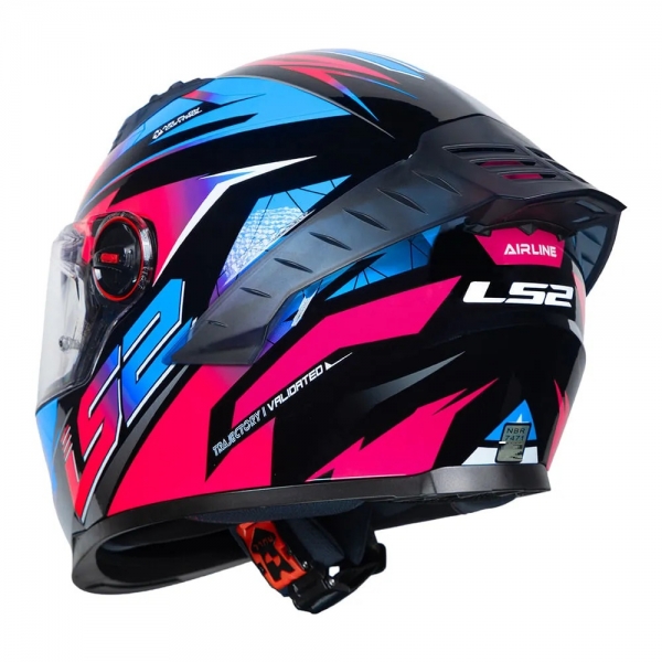 Capacete Moto LS2 FF358 Classic Pro Airline Draze Roxo Rosa Azul C/ Spoiler Masculino Feminino