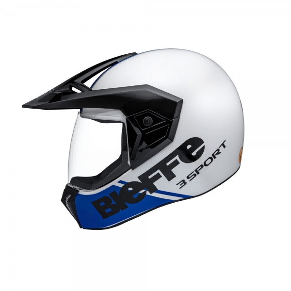 Capacete Bieffe 3 Sport G-Age Vintage Branco Azul Esportivo Cross Trail Trilha Masculino Feminino - Preto