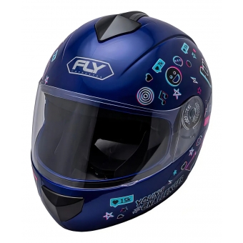 Capacete Moto Infantil Criança Fly Young Live Azul Preto Vermelho C/ Selo Inmetro Masculino Feminino