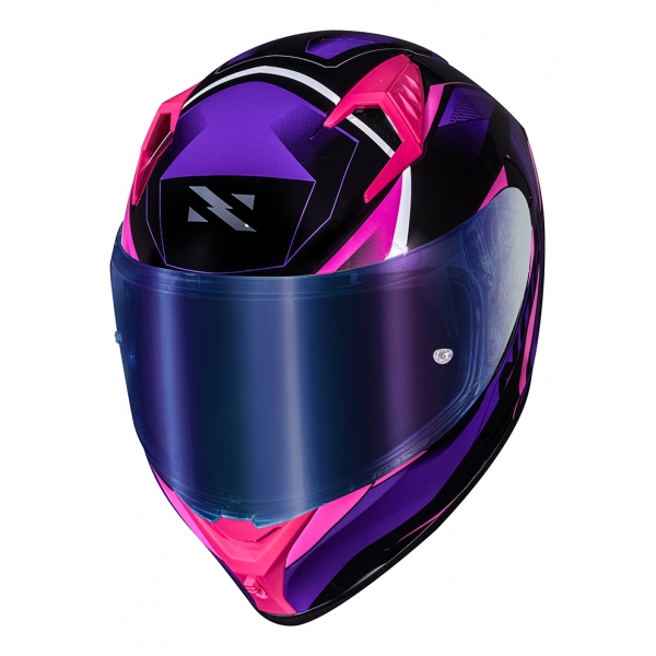Capacete Moto Feminino Norisk Flow Pulse Roxo Rosa C/ Spoiler + Viseira Fume Extra