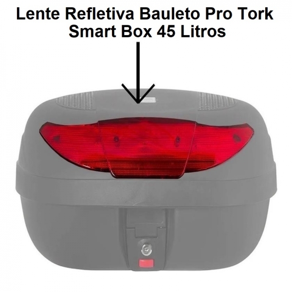 Lente Defletor Refletora Para Bau Bauleto Pro Tork Smart Box 45 Litros Refletiva Vermelha