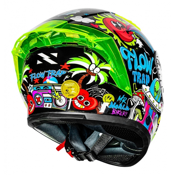 Capacete Moto Norisk Flow Trap Desenho Preto Amarelo Feminino Masculino C/ Spoiler + Viseira Extra