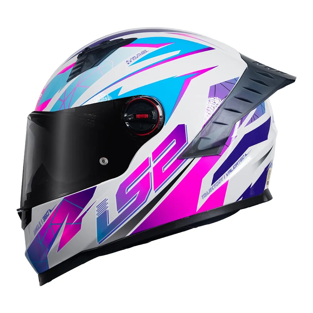 Capacete Moto LS2 FF358 Pro Classic Draze Airline Branco Roxo Rosa C/ Spoiler Masculino Feminino