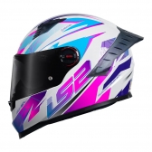 Capacete Moto LS2 FF358 Pro Classic Draze Airline Branco Roxo Rosa C/ Spoiler Masculino Feminino