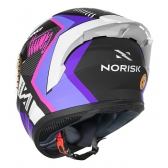 Capacete Moto Feminino Norisk Flow Pulse Run Vizion Branco Rosa Roxo C/ Aerofólio + Viseira  Extra
