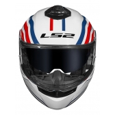 Capacete Moto Robocop Articulado LS2 FF908 Strobe 2 Phantom Branco Vermelho Escamoteável C/ Óculos