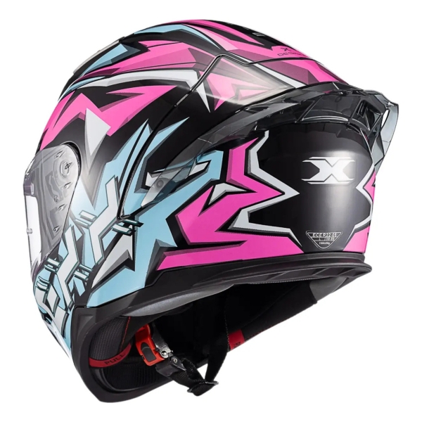 Capacete Esportivo Texx Raptor MotoGp Genesis C/ Spoiler + Viseira Extra Masculino Feminino - Azul Rosa