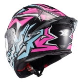 Capacete Esportivo Texx Raptor MotoGp Genesis C/ Spoiler + Viseira Extra Masculino Feminino - Azul Rosa
