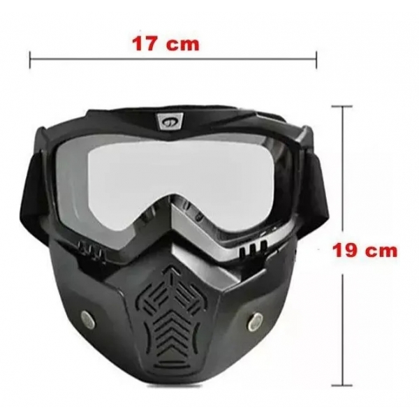 Óculos Máscara Viseira Capacete Aberto Bieffe B45 Harley Old School Lente Cristal - Preto