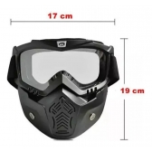 Óculos Máscara Viseira Capacete Aberto Bieffe B45 Harley Old School Lente Cristal - Preto
