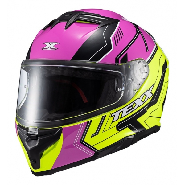 Capacete Moto Feminino Texx Kaiman Teaser Rosa Preto C/ Óculos Sol Interno E Narigueira Lançamento