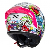 Capacete Moto Fechado Norisk Flow Trap Desenho Branco Rosa Feminino Masculino C/ Spoiler + Viseira