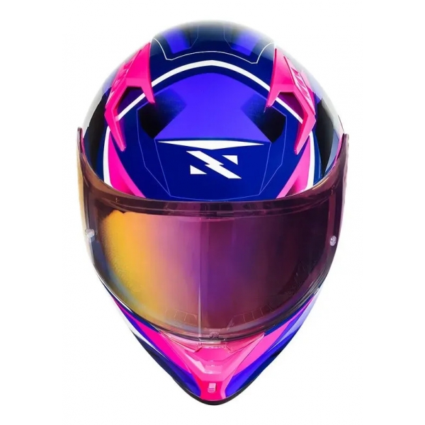 Capacete Moto Feminino Norisk Flow Pulse Azul Rosa Esportivo C/ Spoiler + Viseira Extra